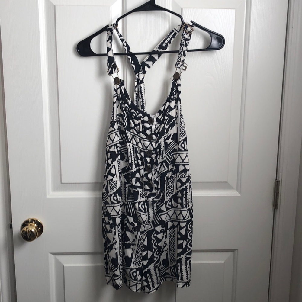 Black and white Overall Romper